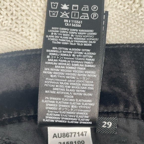 7 For All Mankind Black Velvet Button Fly High Rise Skinny Jeans Size 29 - Picture 10 of 10